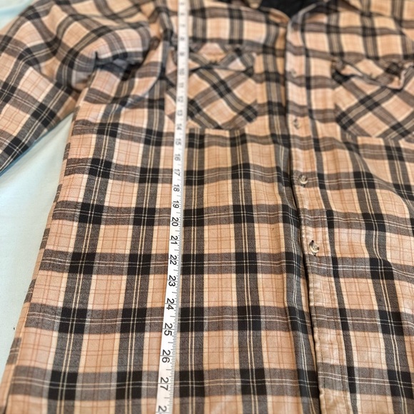 VTG 80s/90s Lee Tan Black Quilted Lined Tartan Plaid Button Up Shacket. - Picture 4 of 10